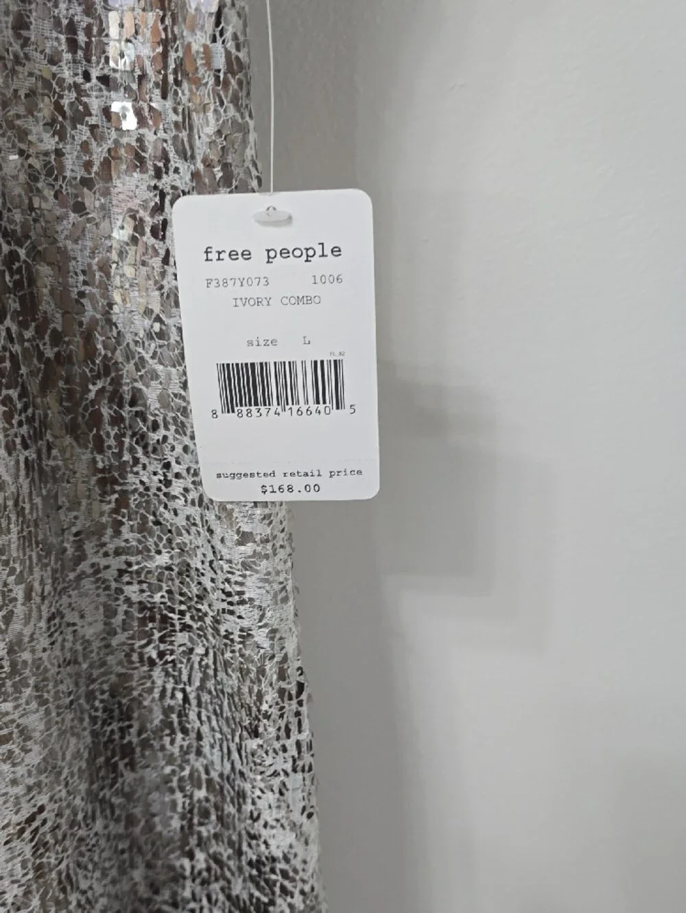 Free People Silver Sequin V-Neck Dress